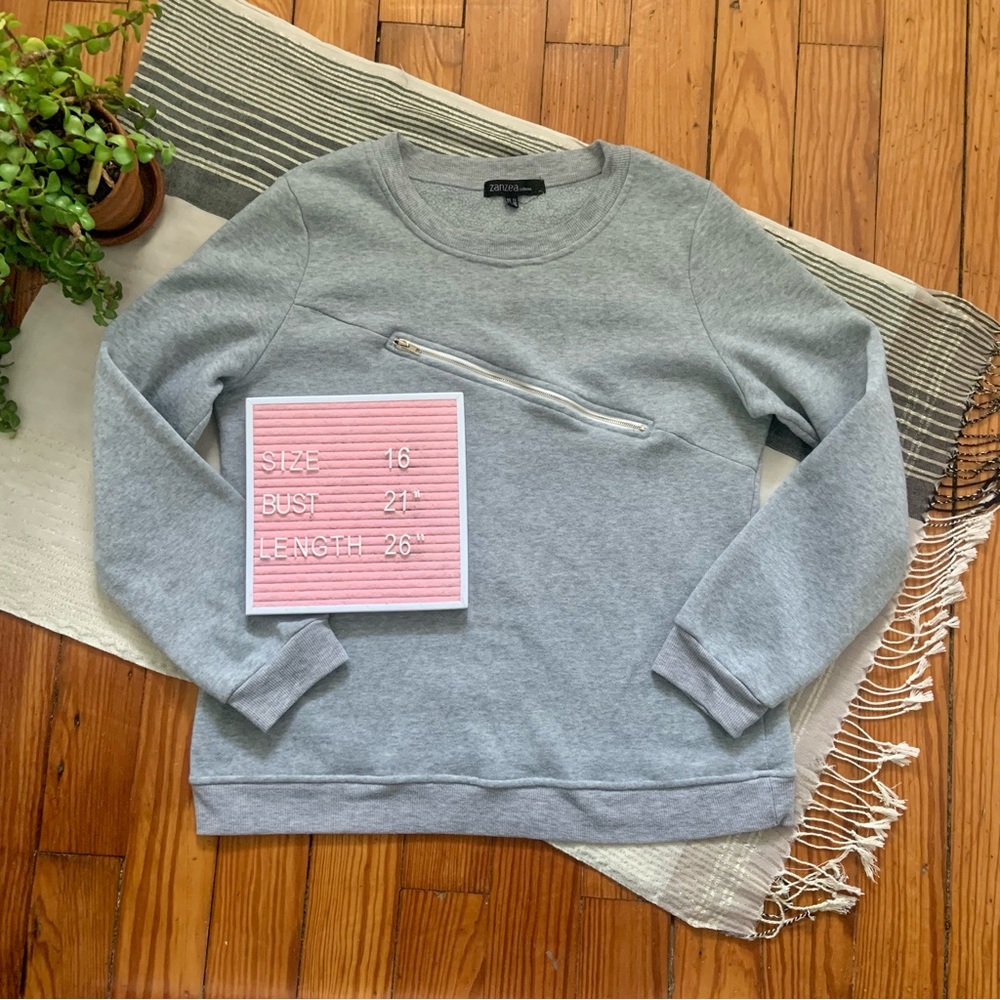 Zanzea Crew Neck Pullover Sweatshirt with Decorative Zipper